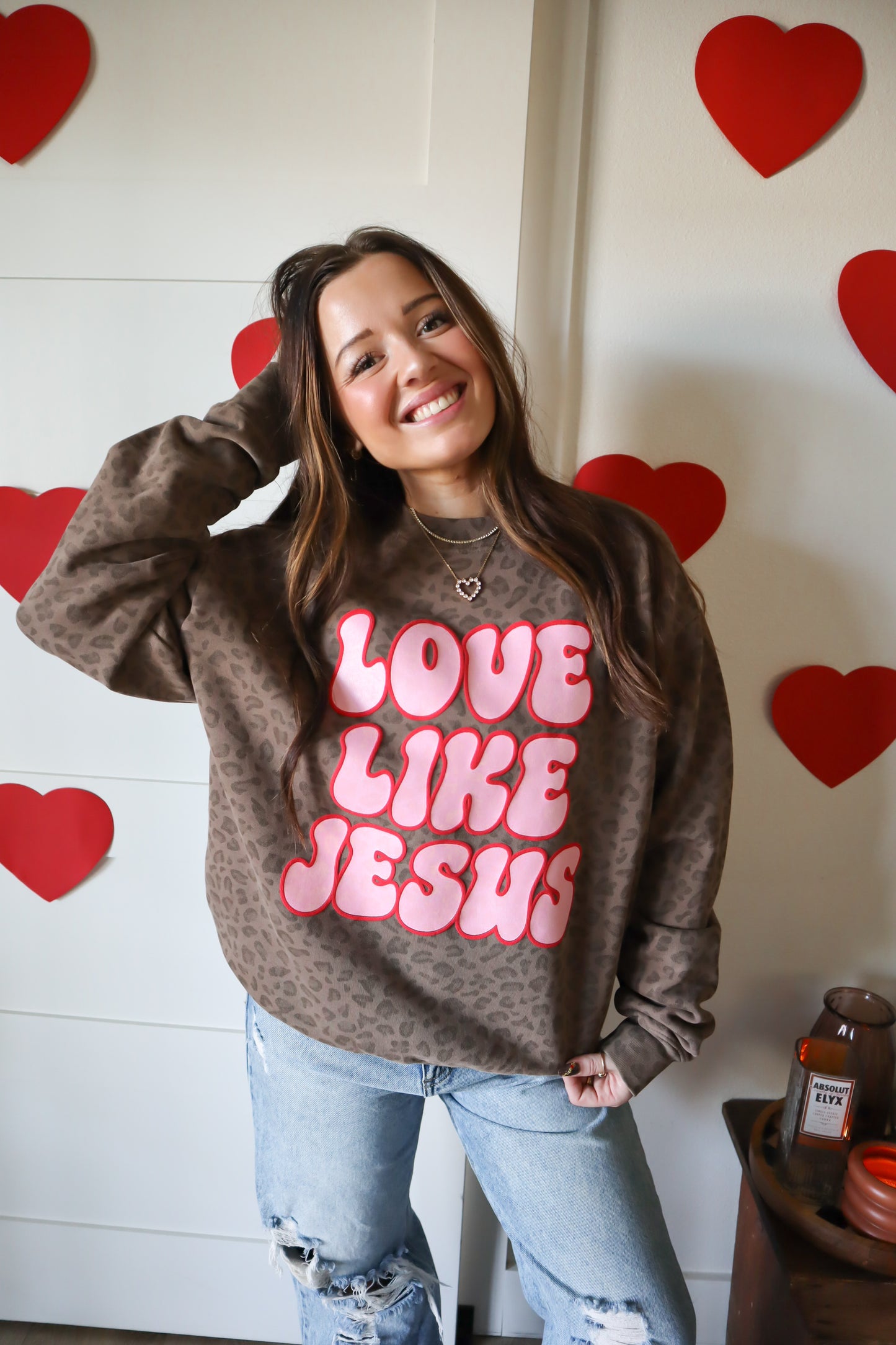Jesus Loves You Cheetah Crewneck