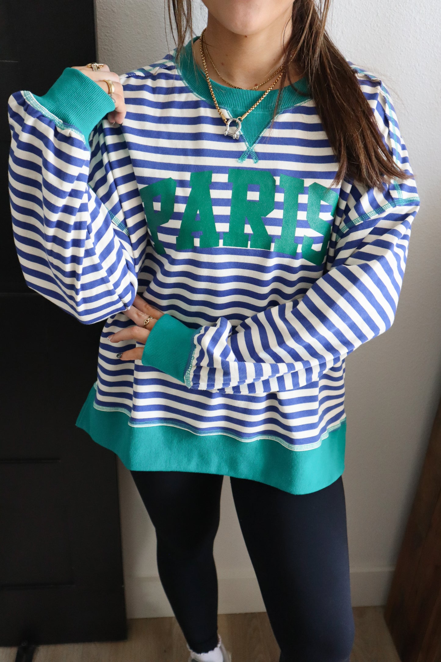 Striped Paris Crewneck