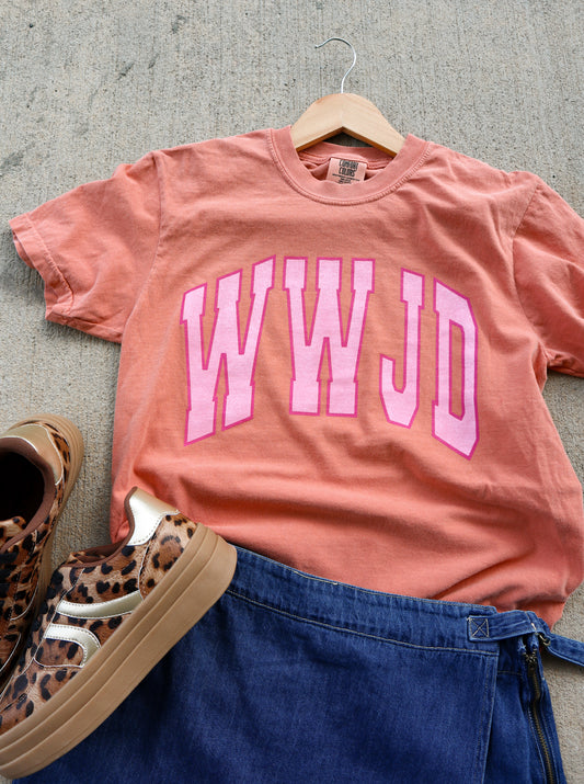WWJD Coral Graphic Tee