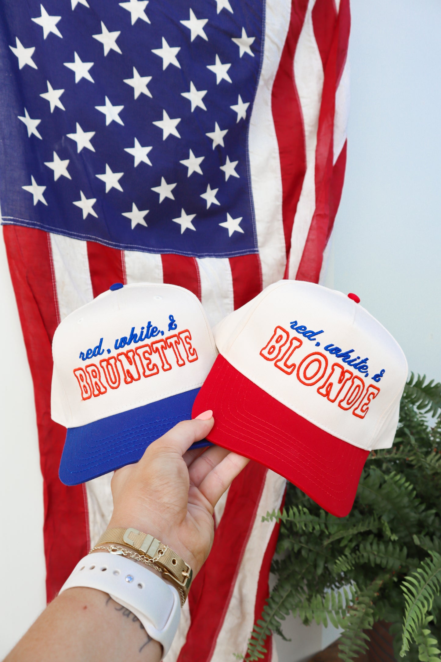Red White & Blonde Trucker