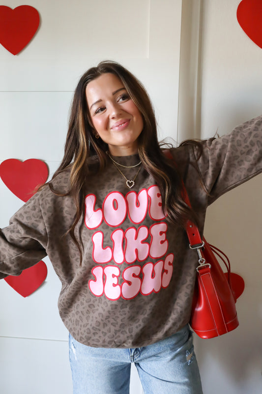 Jesus Loves You Cheetah Crewneck
